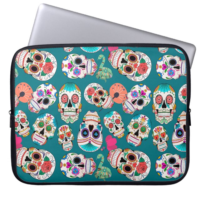 Funda Para Portátil Calaveras azucareras coloridas (Frente)