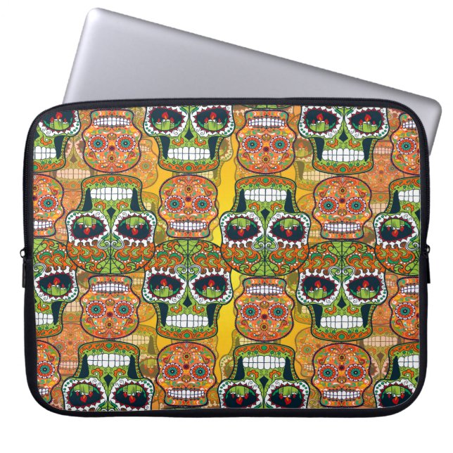 Funda Para Portátil Calaveras de azúcar (Frente)