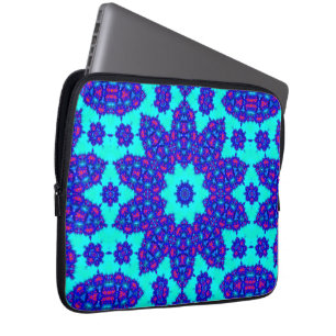 Funda Para Portátil Caleidoscopio azul mágico floreció