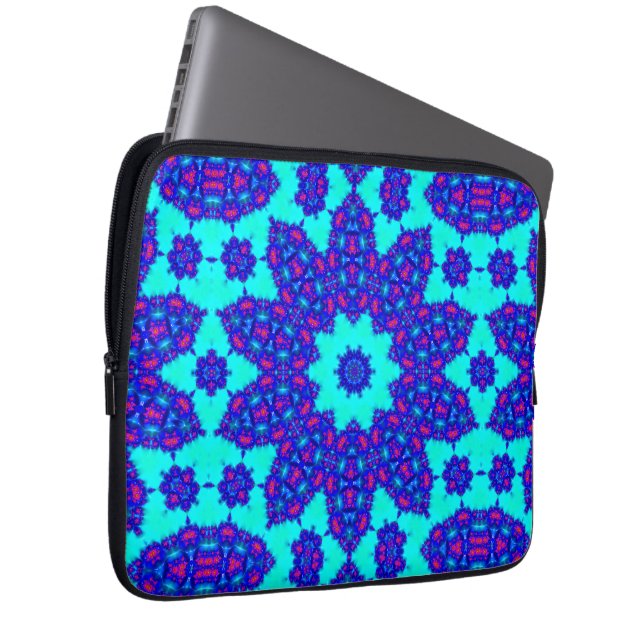 Funda Para Portátil Caleidoscopio azul mágico floreció (Anverso derecho)