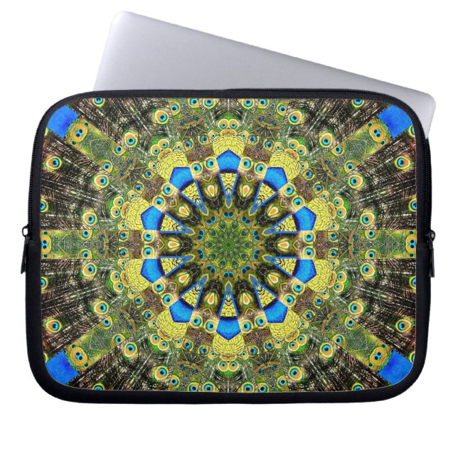 Funda Para Portátil Caleidoscopio de Feather Peacock 1 (Frente)