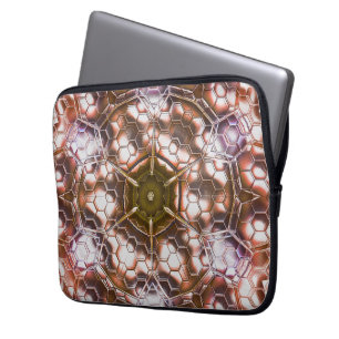 Funda Para Portátil Caleidoscopio marrón de hexágonos superpuestos