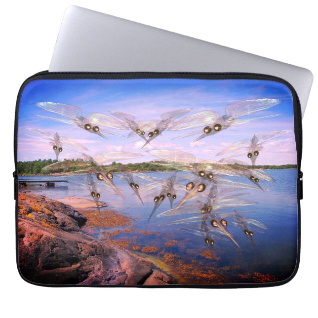 Funda Para Portátil Calentamiento de mosquitos, fiordo de Escandinavia (Frente)