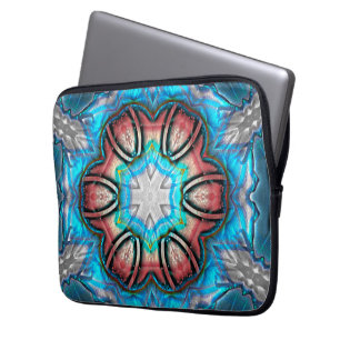 Funda Para Portátil Calidoscopio cian y plata con pintado áspero