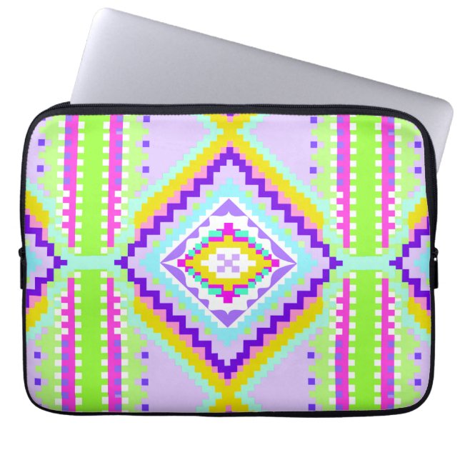 Funda Para Portátil Calidoscopio de Sueños Tribales de Neón (Frente)