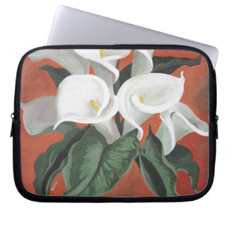 Funda Para Portátil Calla Lilies En Un Fondo Rojo