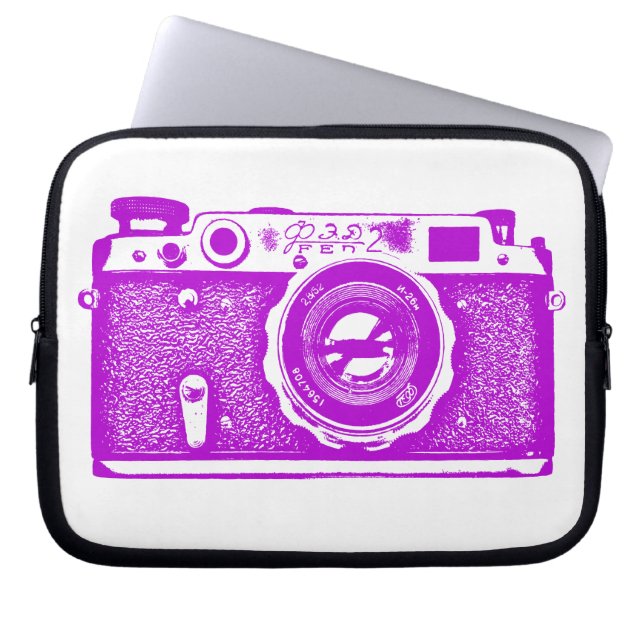 Funda Para Portátil Cámara rusa - Morado en blanco (Frente)
