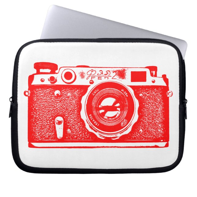Funda Para Portátil Cámara rusa - Rojo sobre blanco (Frente)