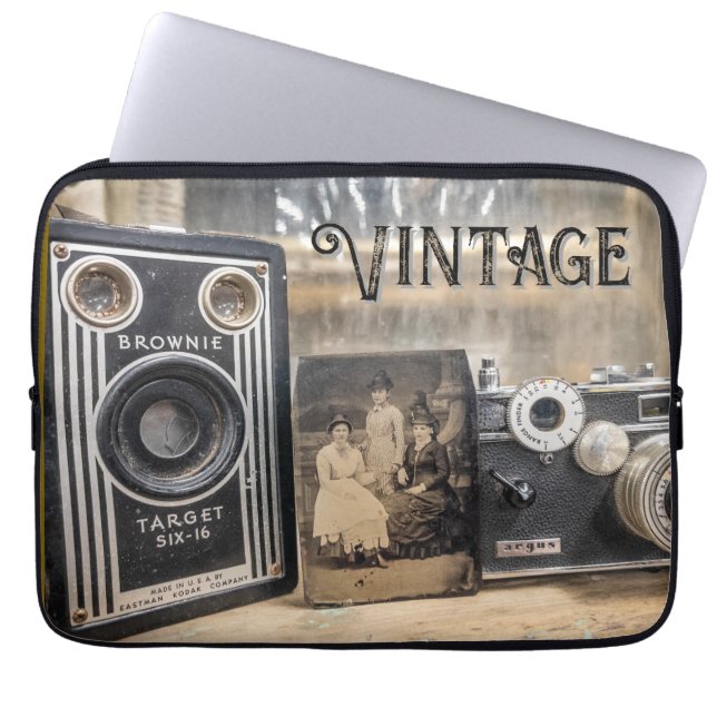 Funda Para Portátil Cámaras antiguas e impresión fotográfica (Frente)