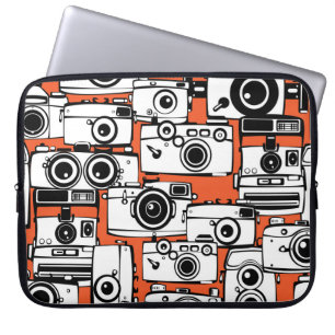 Funda Para Portátil Cámaras de cine antiguas, patrón sin fisuras.
