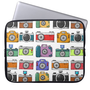 Funda Para Portátil Cámaras Retro Coloridas Fotografía De Patrón Ilust