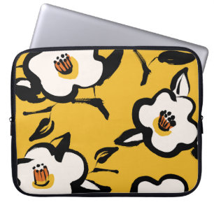 Funda Para Portátil Camellia amarilla, cosmética floral de cosmética.