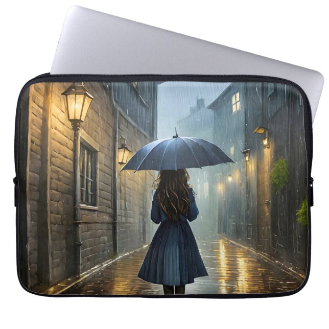 Funda Para Portátil Caminando bajo la lluvia (Frente)