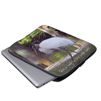 Funda Para Portátil Caminata de cigüeña de madera