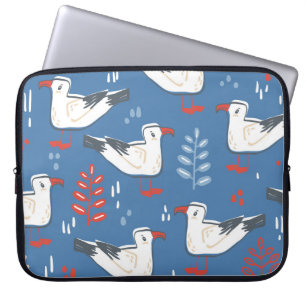 Funda Para Portátil Caminata de gaviotas: patrón vintage sin costura.