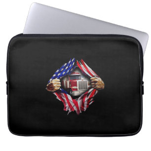 Funda Para Portátil Camionero Conductor de Camión de Bandera Americana