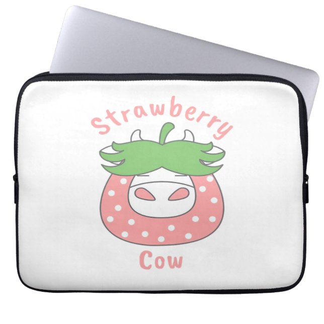 Funda Para Portátil Camiseta clásica de fresa rosa (Frente)