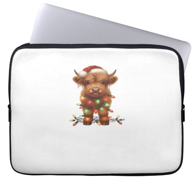 Funda Para Portátil Camiseta clásica de vaca Highland para navidades (Frente)