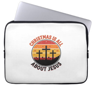 Funda Para Portátil Camiseta cristiana de Navidad Jesús puesta del sol