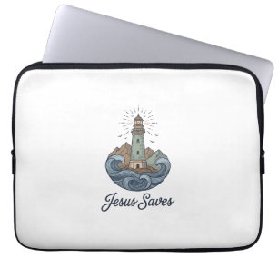 Funda Para Portátil Camiseta Cristiana Faro Vintage Jesús Salva_1