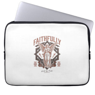 Funda Para Portátil Camiseta cristiana grabado vintage ángel fielmente