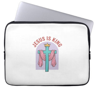 Funda Para Portátil Camiseta cristiana vintage corona cruz Jesús es re