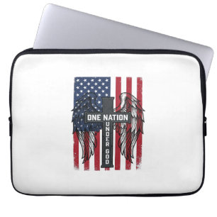 Funda Para Portátil Camiseta de alas de cruz patriótica de una nación