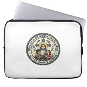 Funda Para Portátil Camiseta de ánimo neurodivergente de Jesús Inspira