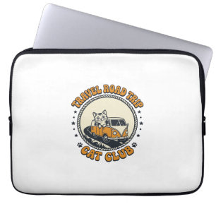 Funda Para Portátil Camiseta de arte para amantes de gatos y viajes -