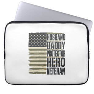 Funda Para Portátil Camiseta de bandera de héroe protector papá marido