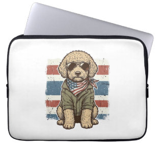 Funda Para Portátil Camiseta de diseño de perro garabato patriótico vi