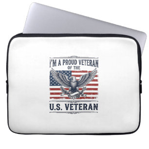 Funda Para Portátil Camiseta de grabado vintage águila veterana patrió