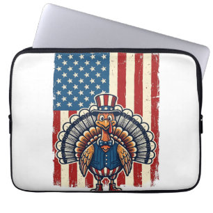 Funda Para Portátil Camiseta de grabado vintage de bandera de pavo pat