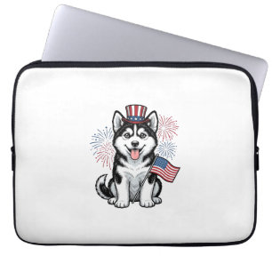 Funda Para Portátil Camiseta de grabado vintage de cachorro husky patr