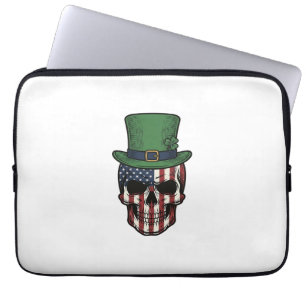 Funda Para Portátil Camiseta de grabado vintage de cráneo patriótico i
