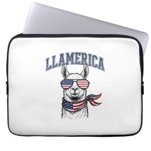 Funda Para Portátil Camiseta de grabado vintage de llama patriótica de