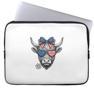 Funda Para Portátil Camiseta de grabado vintage de vaca de las Highlan
