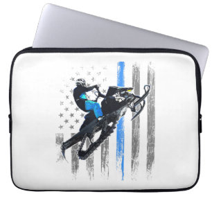 Funda Para Portátil Camiseta de moto de nieve de la bandera americana