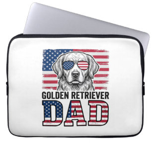 Funda Para Portátil Camiseta de perro vintage patriota papá Golden Ret