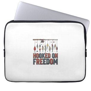 Funda Para Portátil Camiseta de Pesca Patriótica Enganchada a la Liber