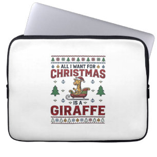 Funda Para Portátil Camiseta divertida de Navidad Jirafa Trineo Fiesta