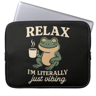 Funda Para Portátil Camiseta divertida de rana retro con estética meme