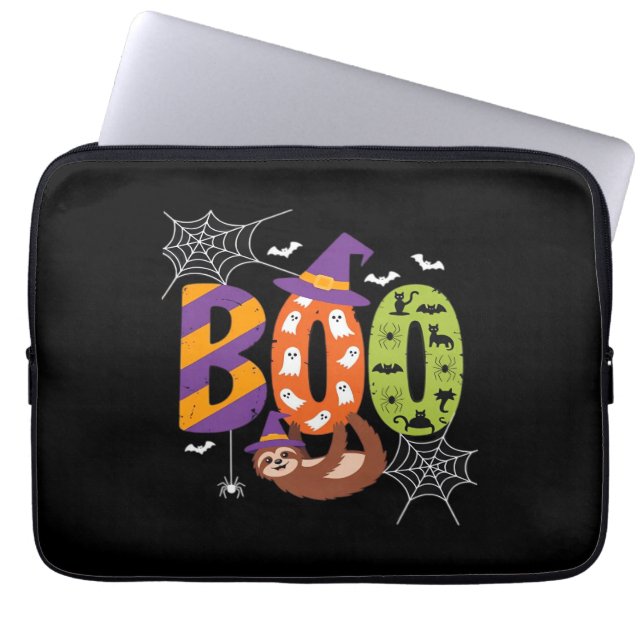 Funda Para Portátil Camiseta esencial de Halloween Sloth Boo Lazy (Frente)