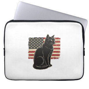 Funda Para Portátil Camiseta gráfica vintage de gato patriota Diseño d
