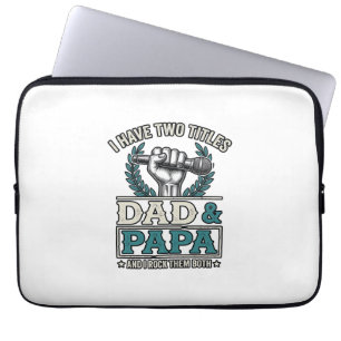 Funda Para Portátil Camiseta Micrófono Vintage Títulos Papá y Papá Roc