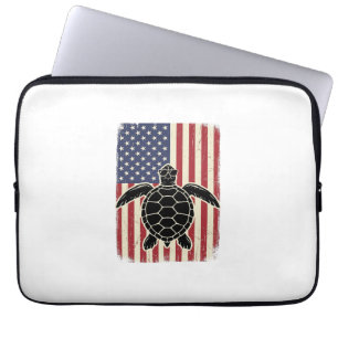Funda Para Portátil Camiseta Patriótica Bandera Americana Tortuga Mari