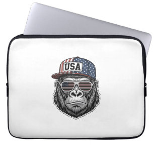 Funda Para Portátil Camiseta Patriótica con Grabado Vintage de Gorila