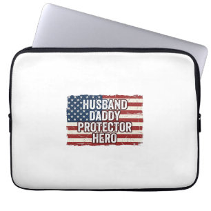 Funda Para Portátil Camiseta Patriótica Marido Papá Protector Héroe Ba