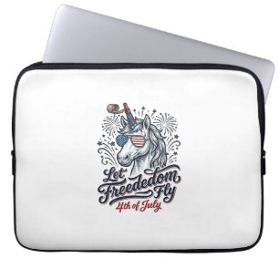 Funda Para Portátil Camiseta Patriótica Unicornio 4 de Julio Libertad