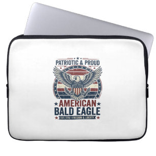 Funda Para Portátil Camiseta Patriótica Vintage Águila Calva Distresse